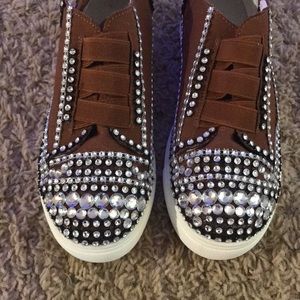 Bling slip on zip sneakers